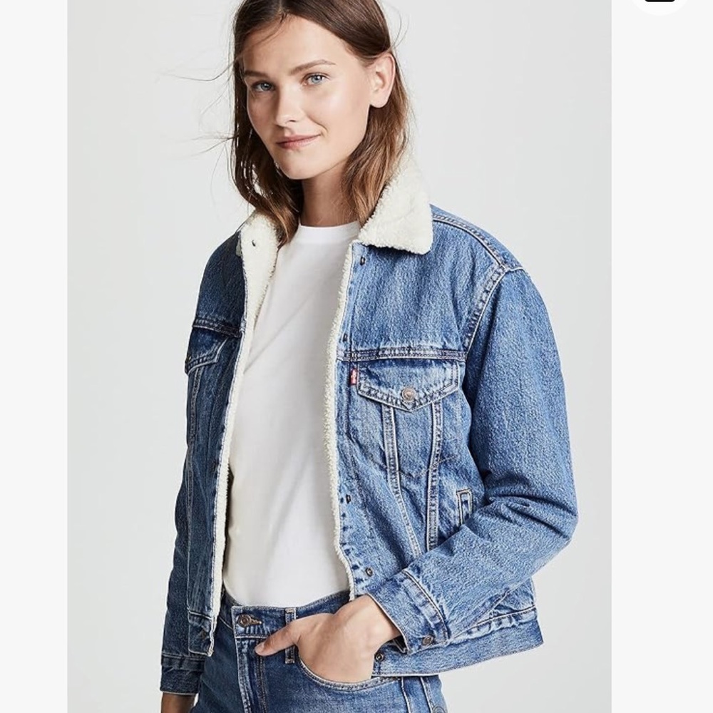 Levi’s Sherpa Denim Jacket In Dark Wash Size XS
